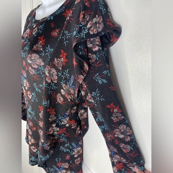 FREE PEOPLE Floral Dock Street Keyhole Black Women's Top - Picture 3 of 7